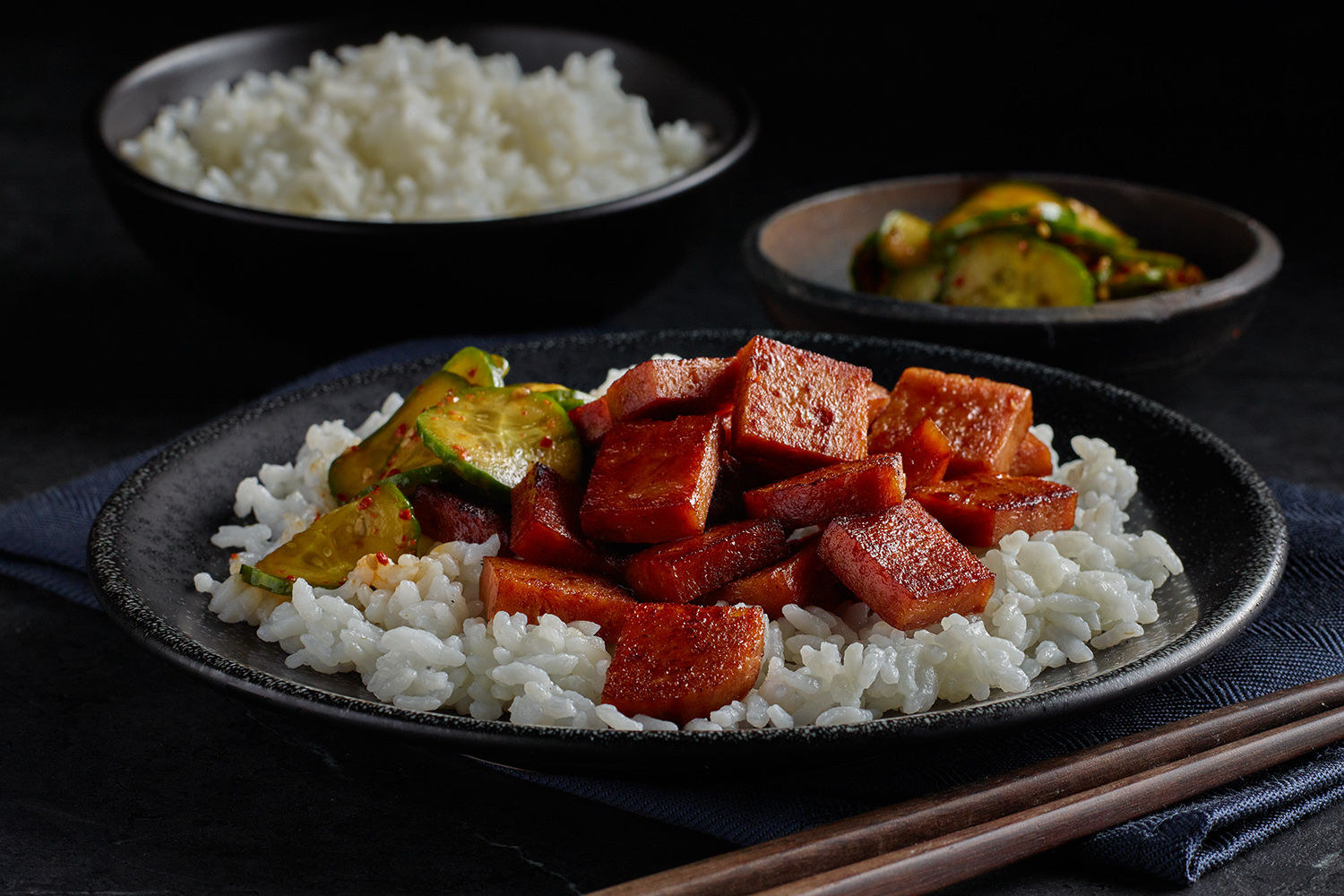 SPAM® Korean BBQ Flavored with Rice and Pickled Spicy Cucumbers